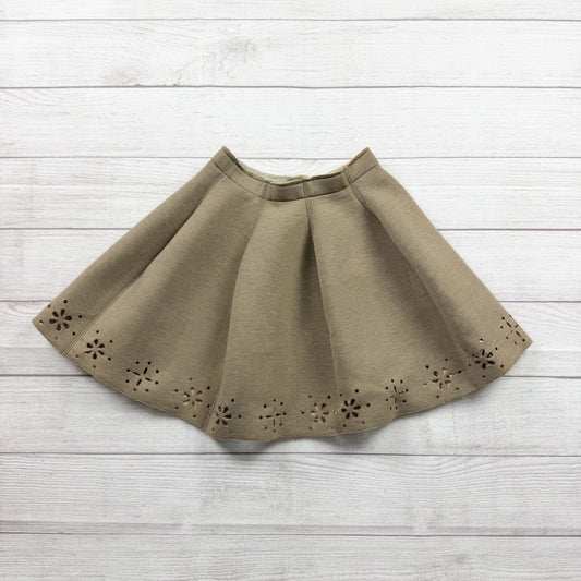 Deux Par Deux Girls Skirt Olive Green A Line Skater Skirt Laser Cut Hem 8