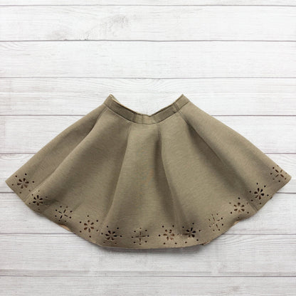 Deux Par Deux Girls Skirt Olive Green A Line Skater Skirt Laser Cut Hem 8