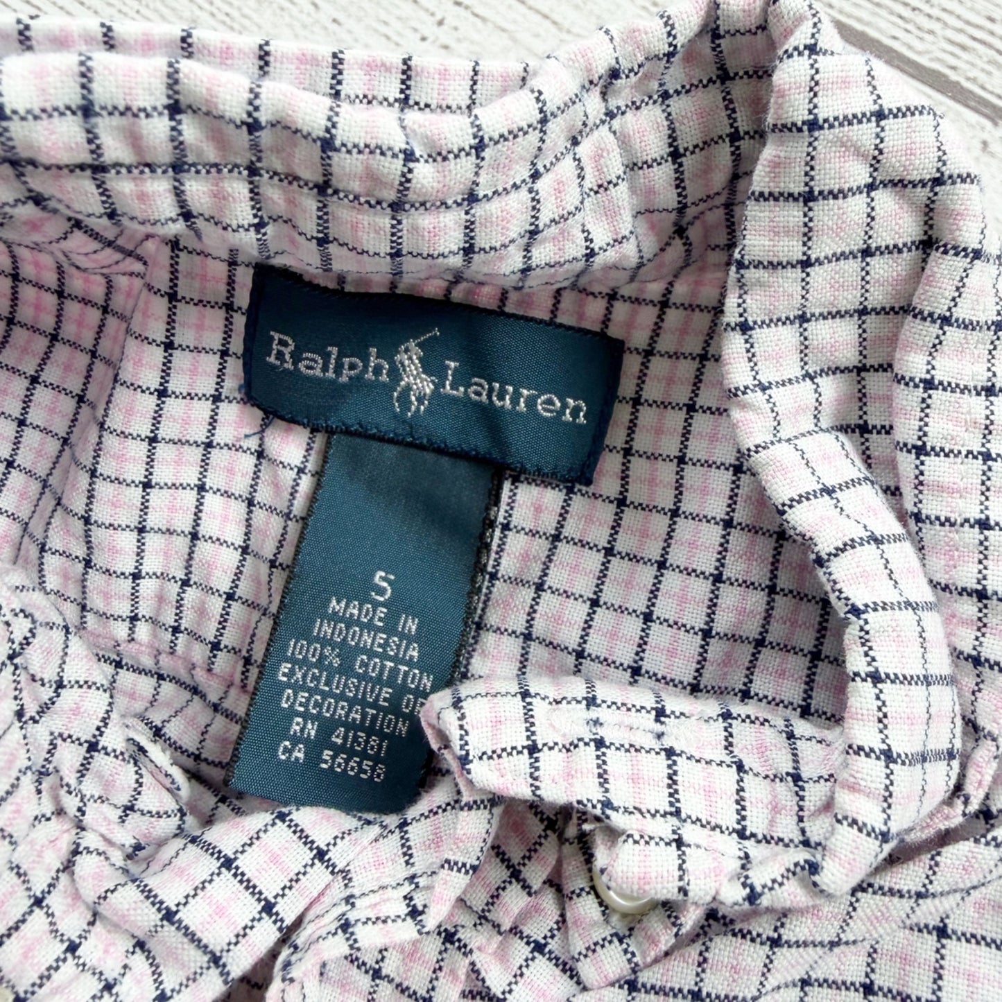 Ralph Lauren Boys Button Down Shirt White Pink Navy Check Long Sleeve 5