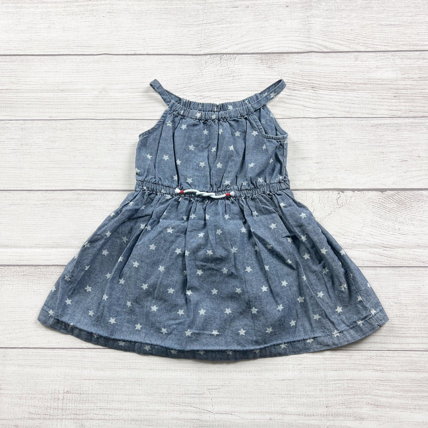 Carter's Toddler Chambray Star Print Sleeveless Dress Bloomer Set 12-18 Months