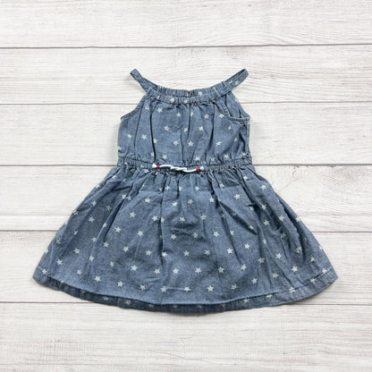 Carter's Toddler Chambray Star Print Sleeveless Dress Bloomer Set 12-18 Months