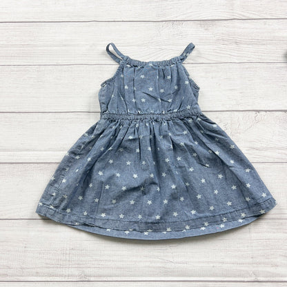 Carter's Toddler Chambray Star Print Sleeveless Dress Bloomer Set 12-18 Months