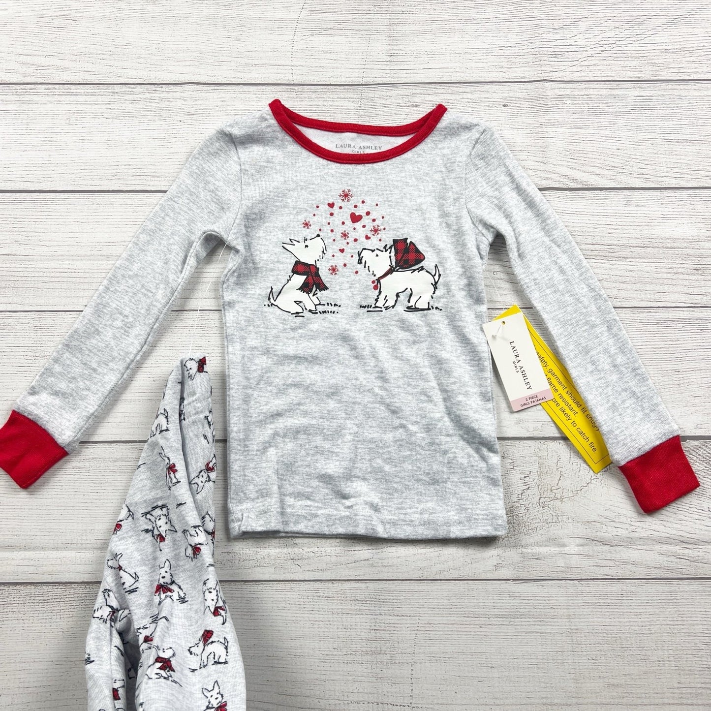 Laura Ashley Girls Pajamas 2pc Set Dog Print Heart Snug Fit NWT 4T