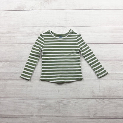 Old Navy Toddler Girls Green White Striped Long Sleeve T-Shirt 3T