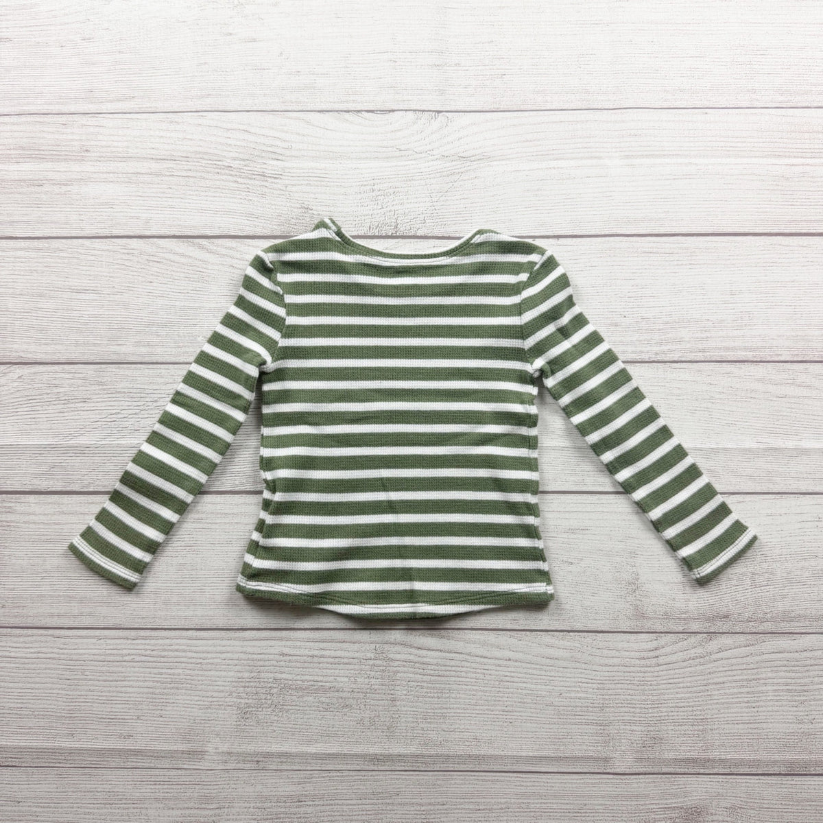 Old Navy Toddler Girls Green White Striped Long Sleeve T-Shirt 3T