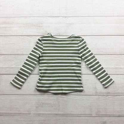 Old Navy Toddler Girls Green White Striped Long Sleeve T-Shirt 3T
