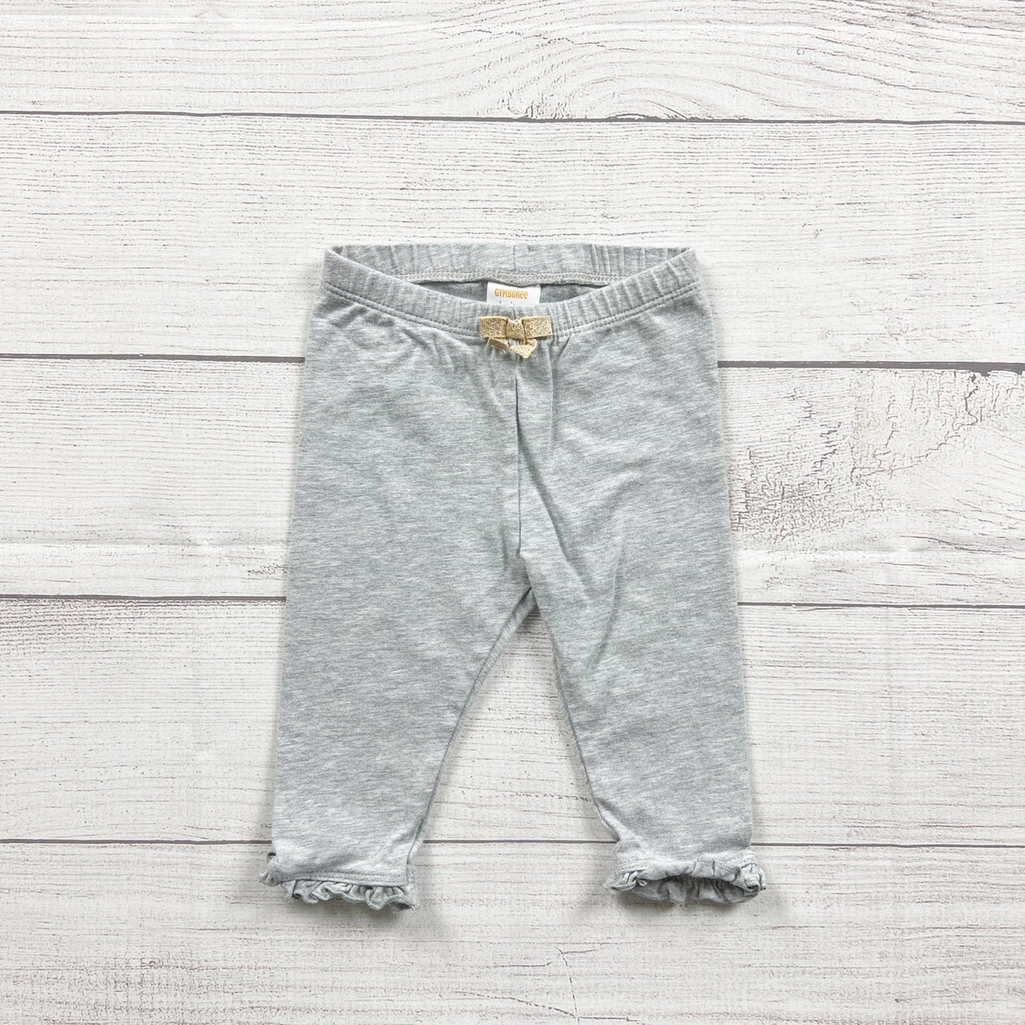 Gymboree Baby Girls Gray Ruffle Leggings Bow 3-6 Months