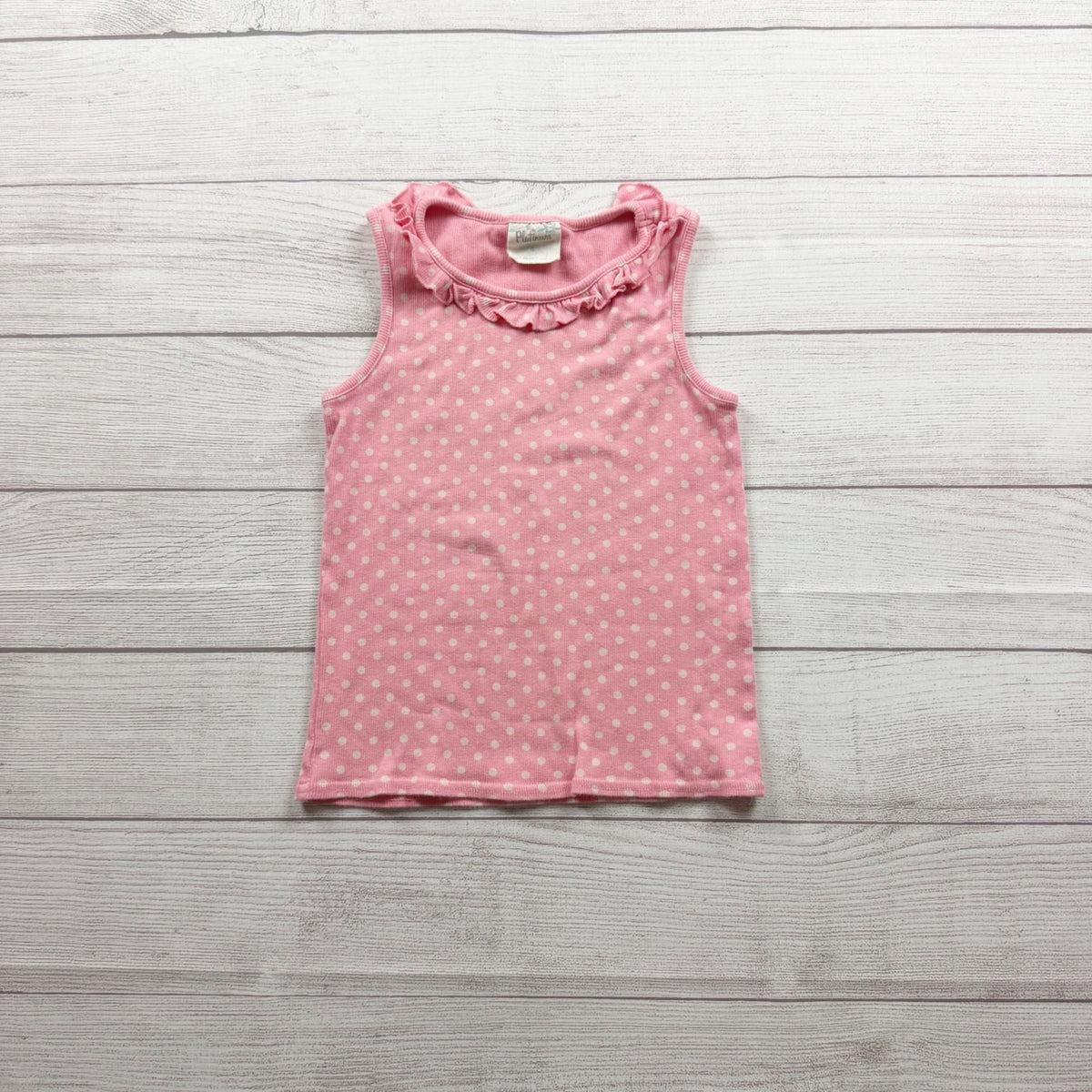 Matilda Jane Platinum Girls Pink Polka Dot Sleeveless Ruffle Collar Tank Top 6