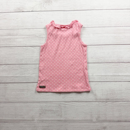 Matilda Jane Platinum Girls Pink Polka Dot Sleeveless Ruffle Collar Tank Top 6