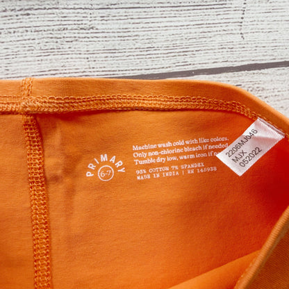 Primary Girls Shorts Orange Bike Shorts Cotton Spandex Stretch Pull On 6-7