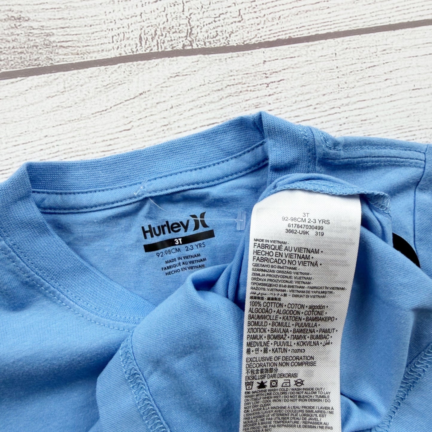 Hurley Wetsuits Toddler Boys Graphic Tee Blue Surfboard Print Soft Cotton NWT 3T