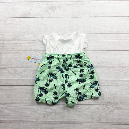 Cat & Jack Boys Dinosaur Palm Tree Swim Trunks Green Elastic Waist NWT M 8