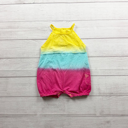 Burt's Bees Baby Halter Romper Ombre Yellow Pink Blue Organic Cotton 12-18 Month