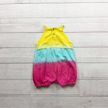 Burt's Bees Baby Halter Romper Ombre Yellow Pink Blue Organic Cotton 12-18 Month