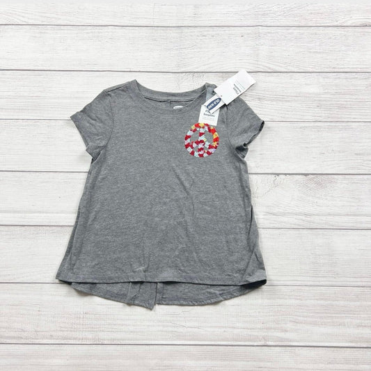 Old Navy Girls Gray Short Sleeve Tee Shirt Sequin Peace Sign NWT S 6-7