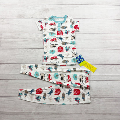 KicKee Pants Kids Pajama Set Farm Animal Print Bamboo Blend Short Sleeve NWT 3T