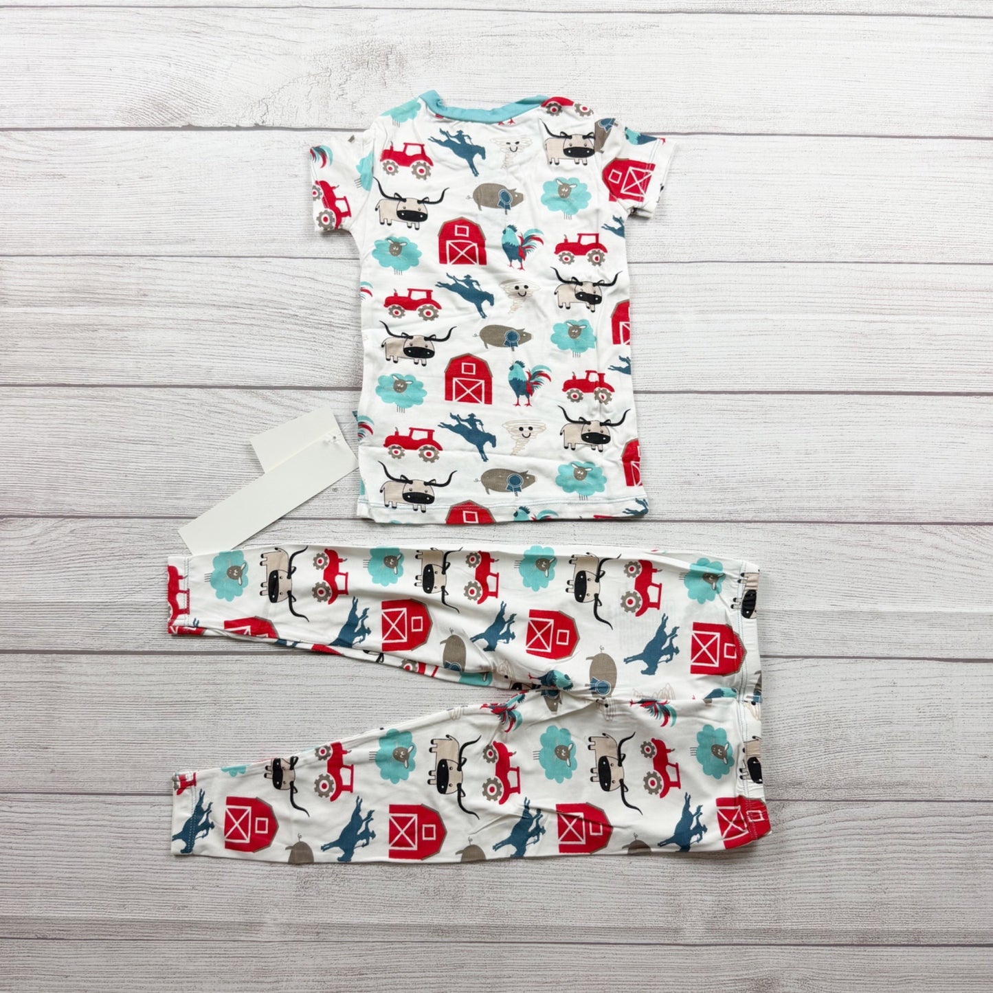 KicKee Pants Kids Pajama Set Farm Animal Print Bamboo Blend Short Sleeve NWT 3T