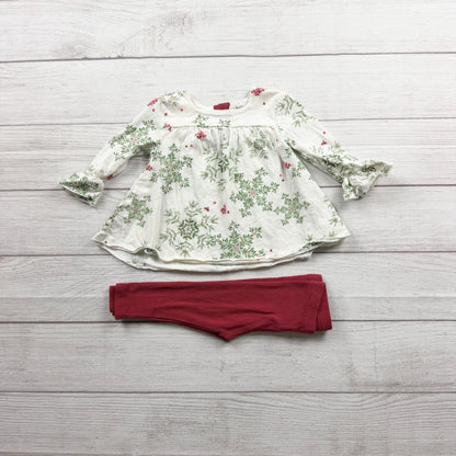 Burts Bees Baby Girls Organic Cotton Floral Tunic Leggings Set 3-6 Months
