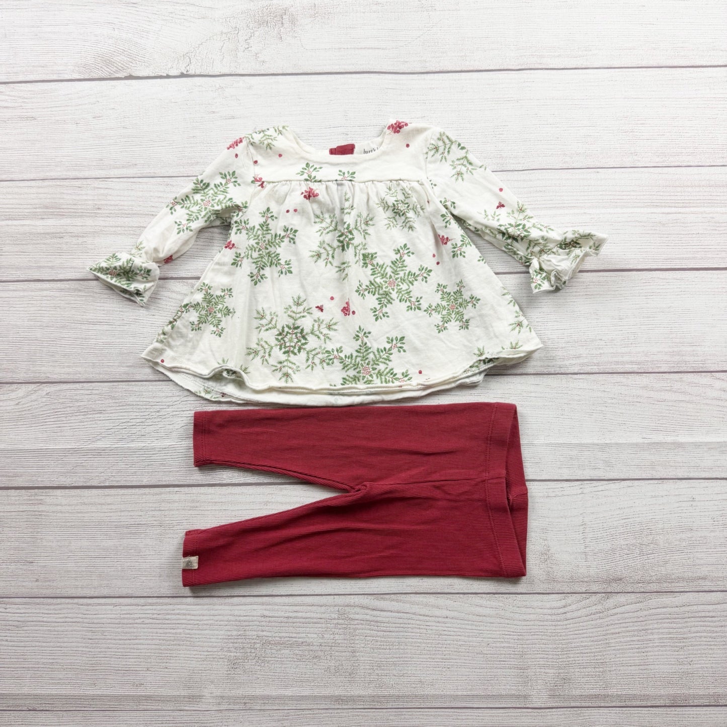 Burts Bees Baby Girls Organic Cotton Floral Tunic Leggings Set 3-6 Months