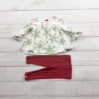 Burts Bees Baby Girls Organic Cotton Floral Tunic Leggings Set 3-6 Months