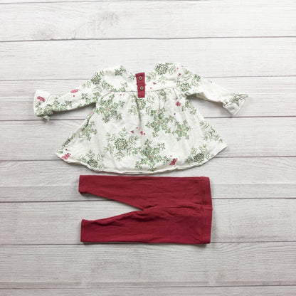 Burts Bees Baby Girls Organic Cotton Floral Tunic Leggings Set 3-6 Months