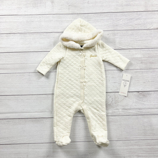Guess Baby Girls Quilted Bunting Faux Fur Hood Footed Outfit NWT 3-6 Months