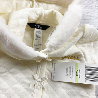 Guess Baby Girls Quilted Bunting Faux Fur Hood Footed Outfit NWT 3-6 Months