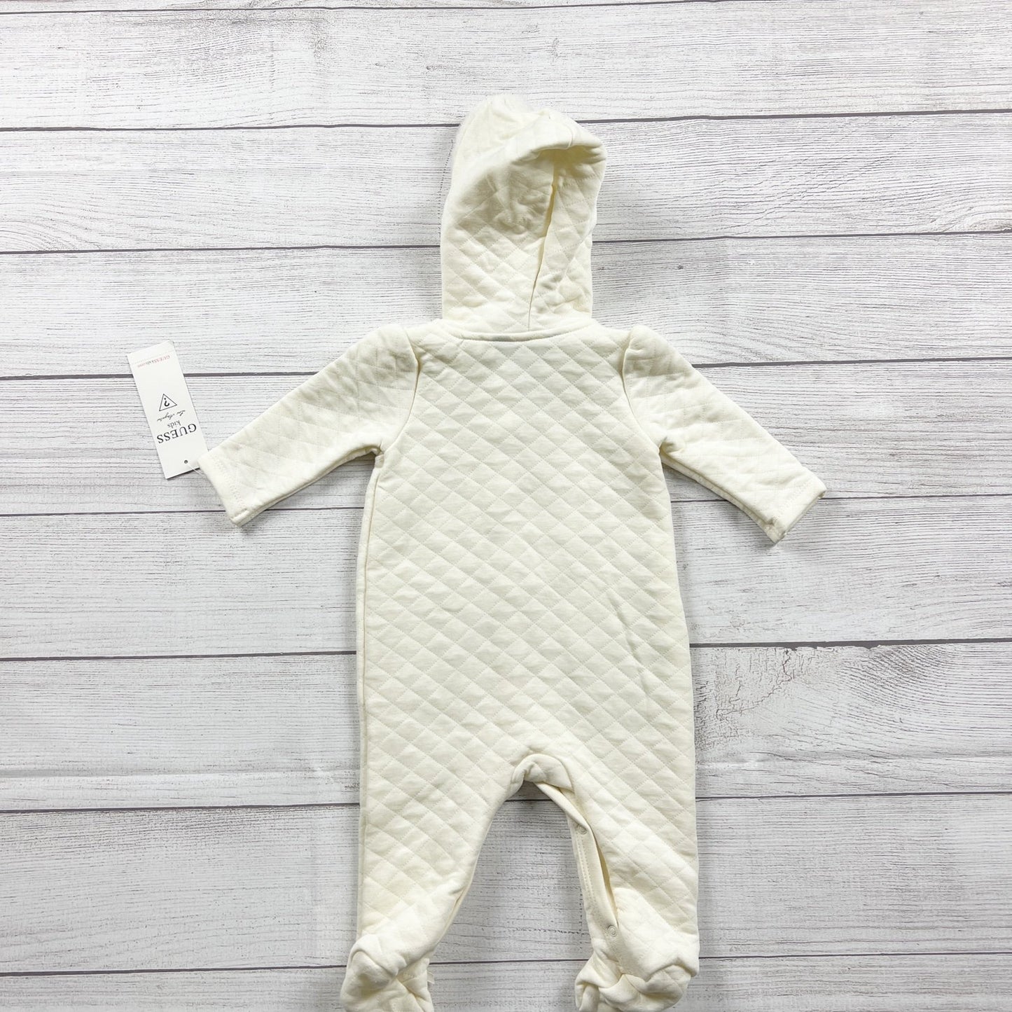 Guess Baby Girls Quilted Bunting Faux Fur Hood Footed Outfit NWT 3-6 Months