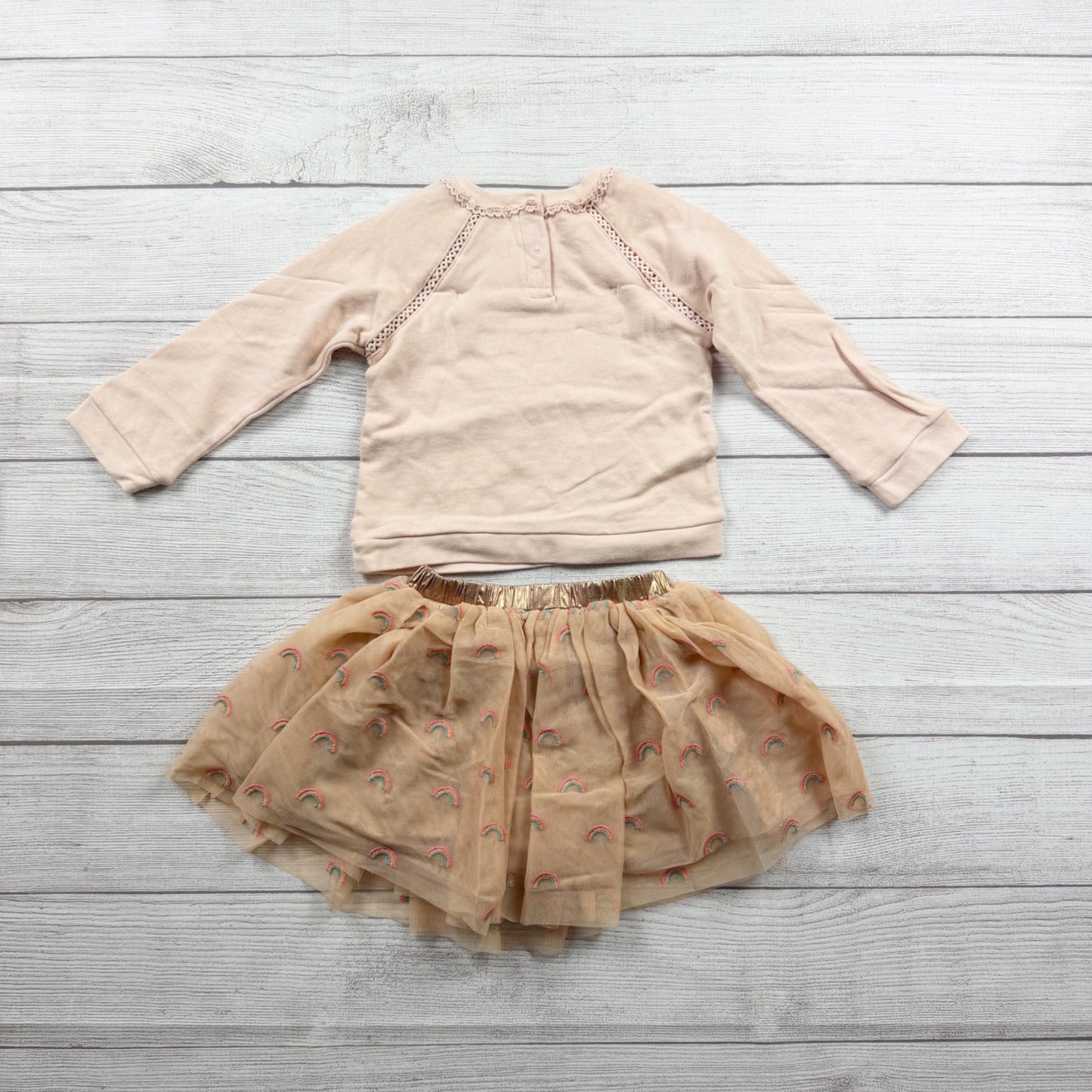 Peek Baby Girl Outfit Set “Shine Like the Sun” Rainbow Tulle NWT 18-24 Months