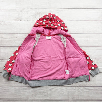 Hanna Andersson Disney Collection Pink Polka Dot Minnie Mouse Zip Hoodie S 6-7