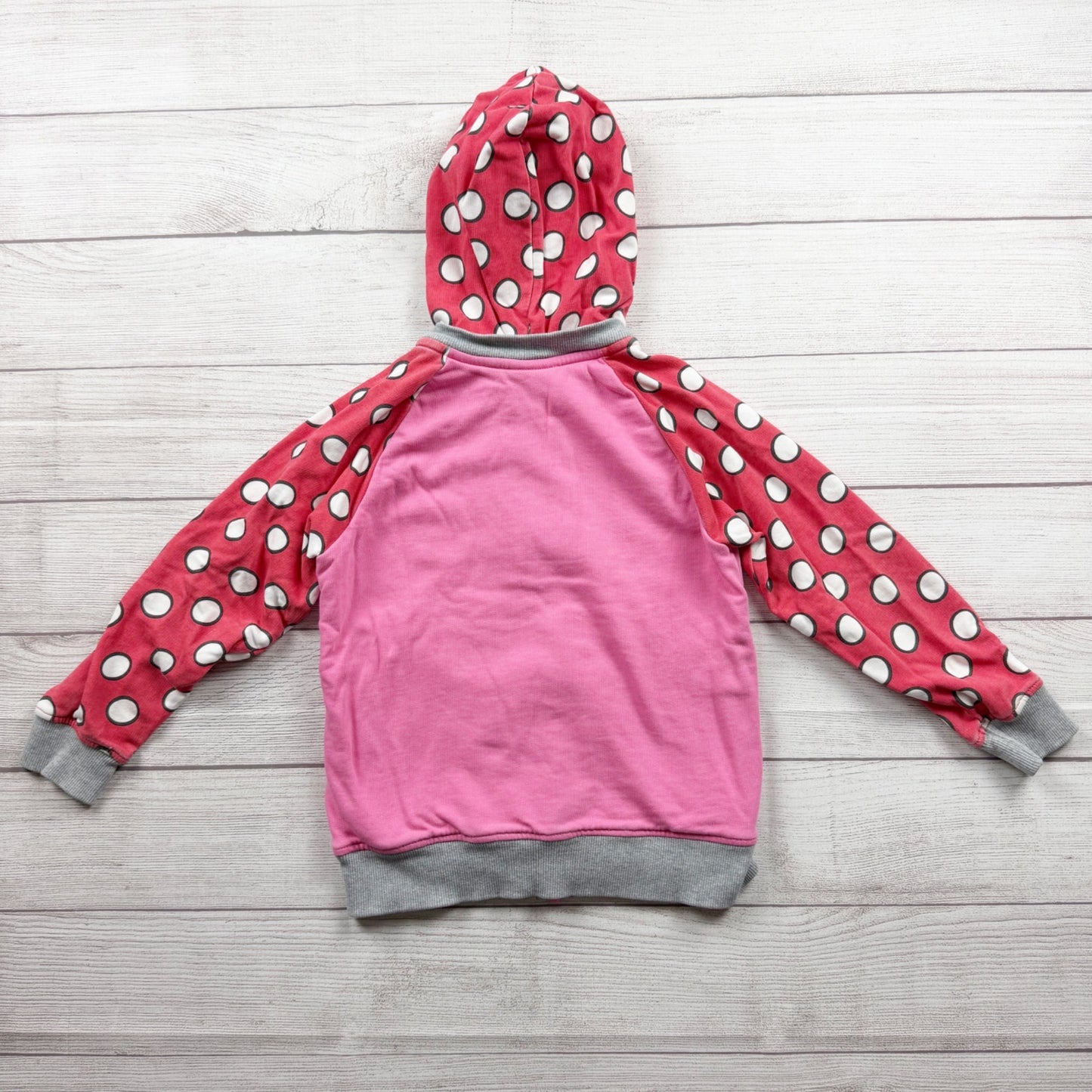Hanna Andersson Disney Collection Pink Polka Dot Minnie Mouse Zip Hoodie S 6-7