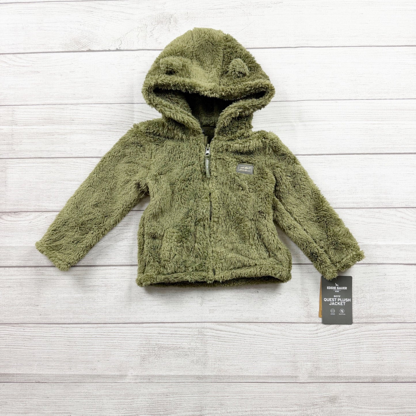 Eddie Bauer Sherpa Fleece Hooded Jacket Full Zip Plush Coat NWT 24 Months
