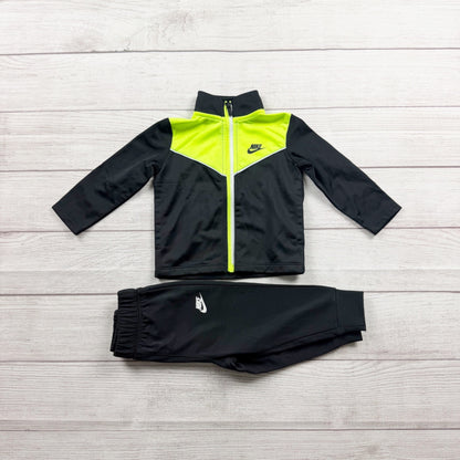 Nike Toddler 2-Piece Track Suit Set Black & Neon Yellow Full-Zip 9-12 Months