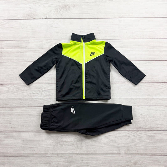 Nike Toddler 2-Piece Track Suit Set Black & Neon Yellow Full-Zip 9-12 Months