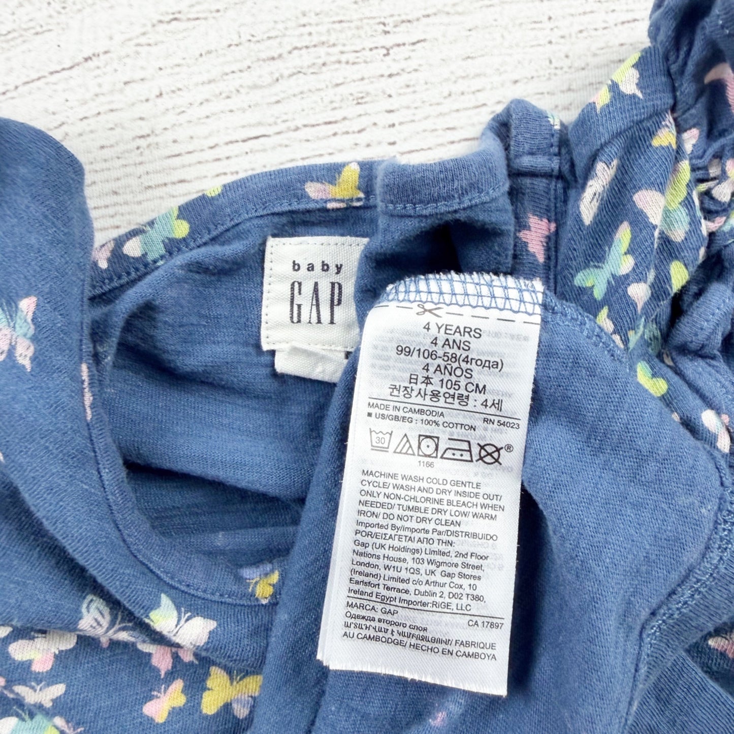 babyGap Gap Girls Butterfly Print Dress Blue Long Sleeve 4