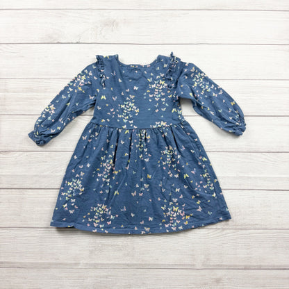 babyGap Gap Girls Butterfly Print Dress Blue Long Sleeve 4