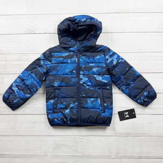 Under Armour Boys ColdGear Puffer Jacket Blue Camo Hooded NWT 4