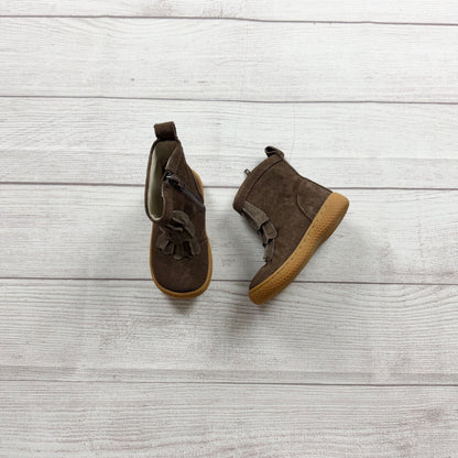 Livie & Luca Kids Fringe Ankle Boots Brown Suede Leather Upper Rubber Sole 6