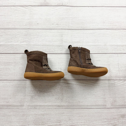 Livie & Luca Kids Fringe Ankle Boots Brown Suede Leather Upper Rubber Sole 6