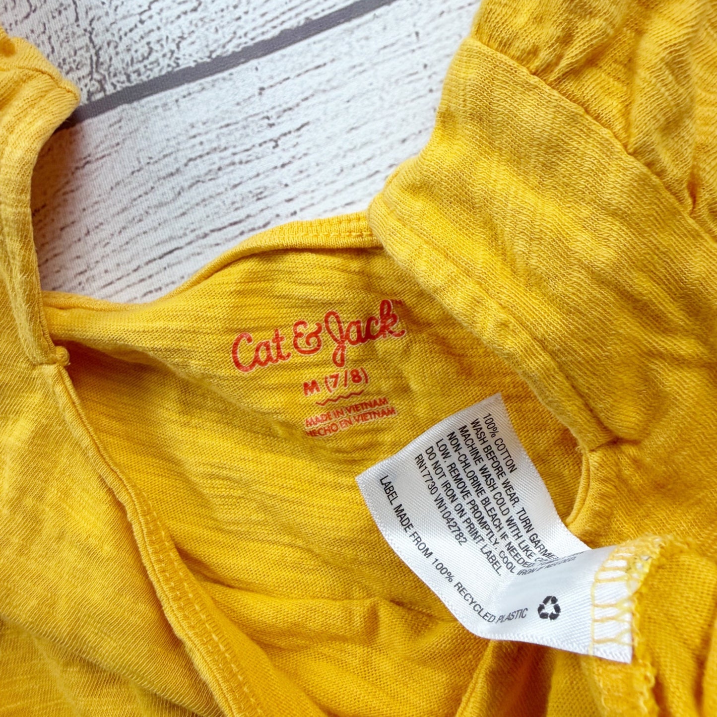 Cat & Jack Yellow Ruffle Sleeve Cotton Dress Lightweight Girls M 7-8