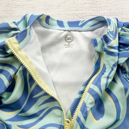 Wonder Nation Girls Swimsuit Long Sleeve Ruffle Shoulder Water Wave 2T
