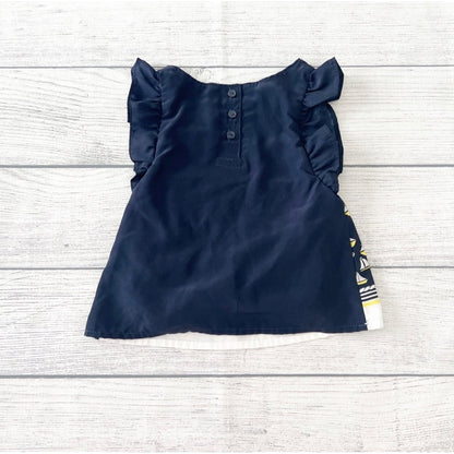 Nautica Baby Girl Peplum Tunic Top Ruffle Sailboat Print Nautical 0-3 Months