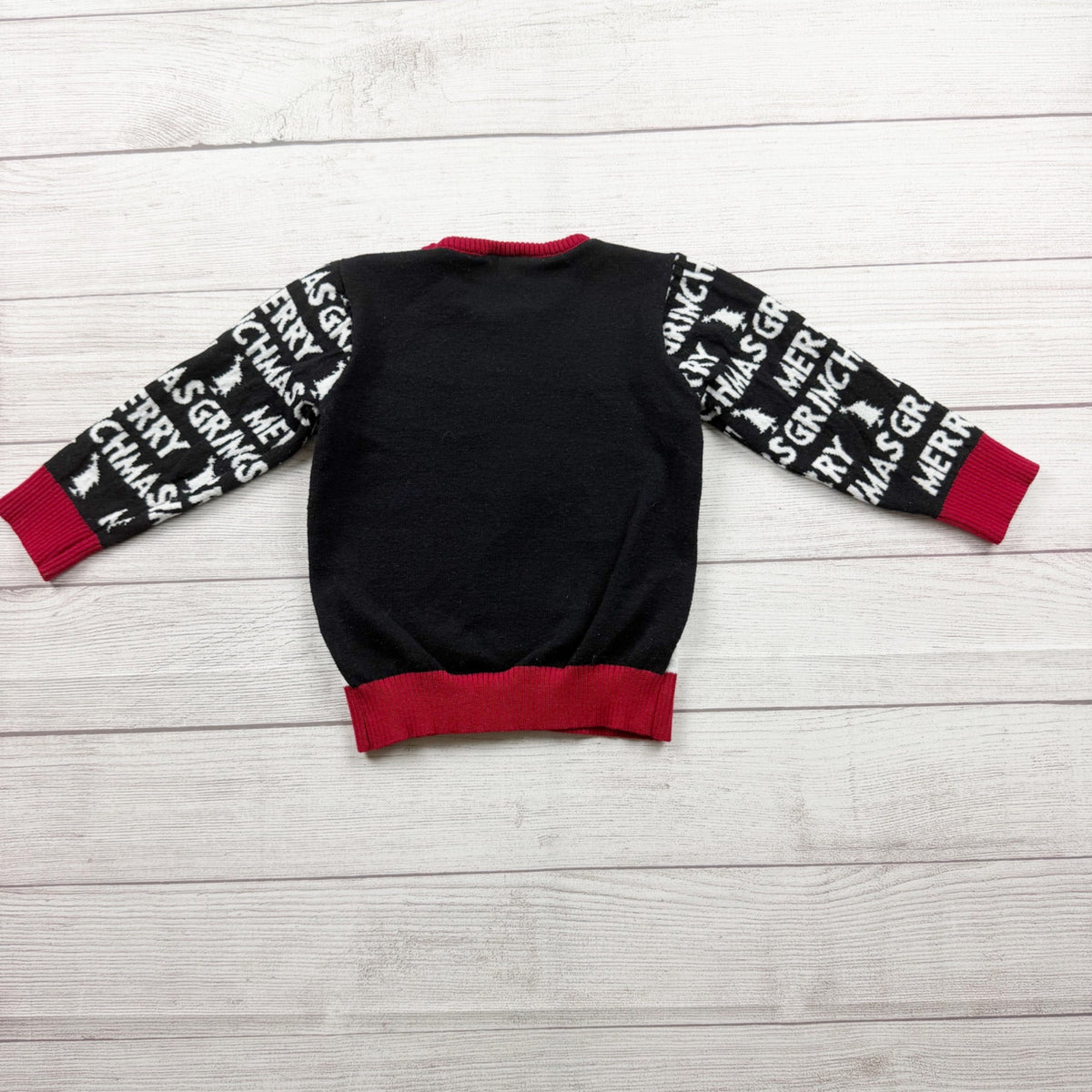 Dr Seuss The Grinch Kids Christmas Sweater Merry Grinchmas Text Sleeves 4T