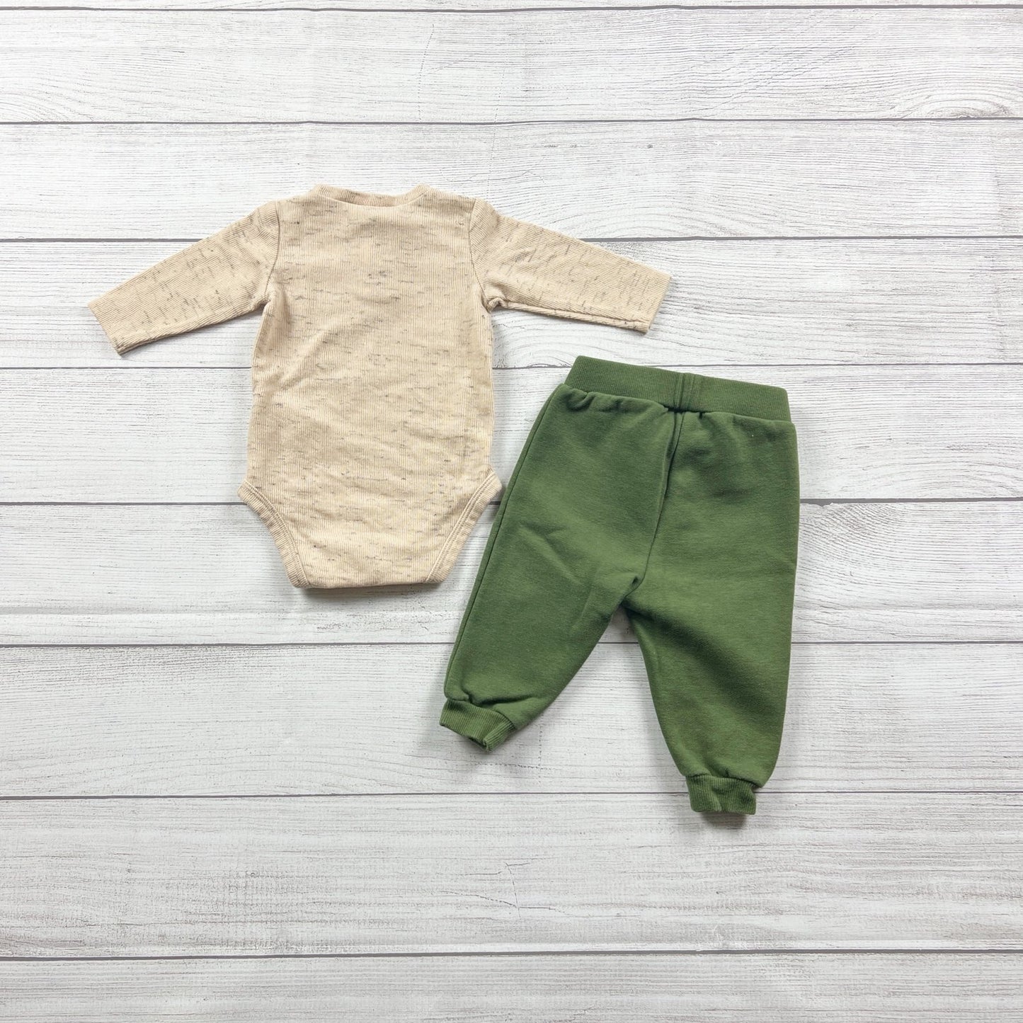 Rene Rofe Baby Boys Outfit Set Beige Henley Jogger 2-Piece 3-6 Months