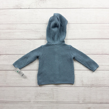 Carter's Baby Blue Hooded Button Up Waffle Knit Cardigan Sweater NWT 3-6 Months