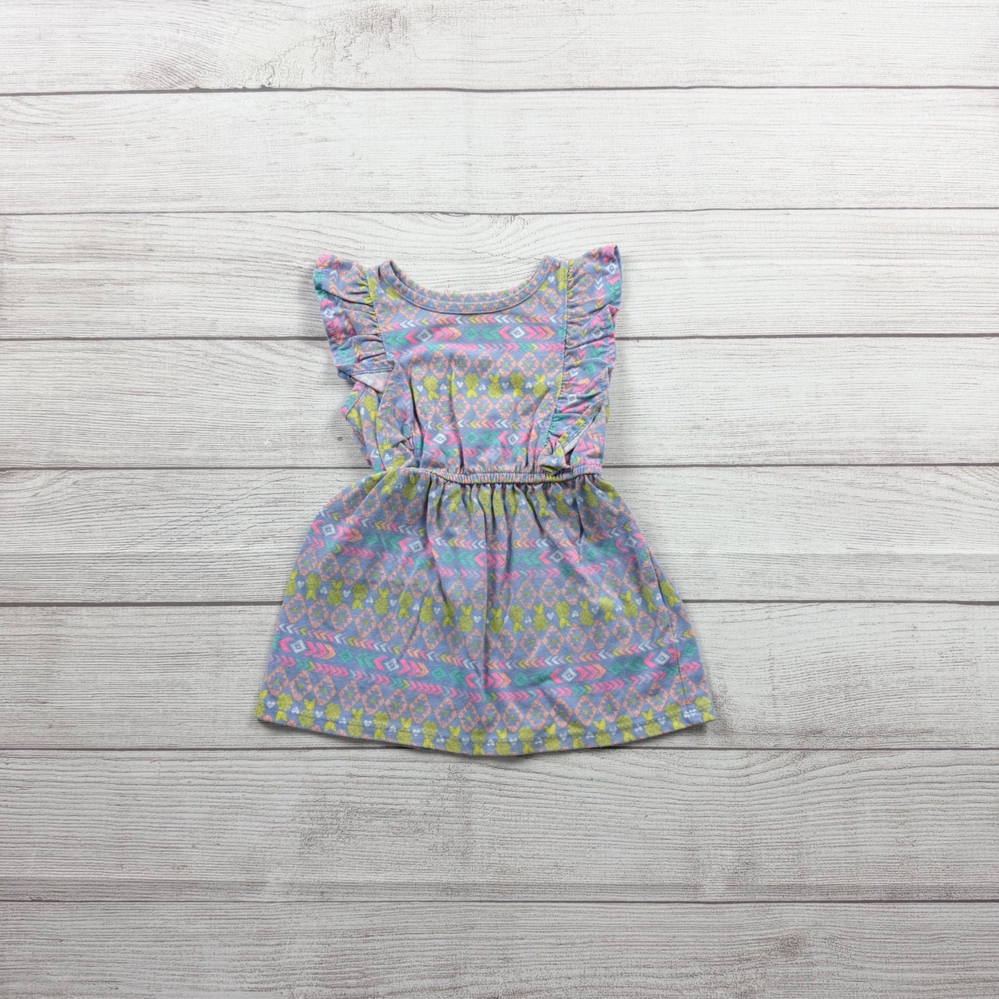 Circo Toddler Girl Dress Multicolor Tribal Print Ruffle Sleeve Knit Dress 12-18 Months