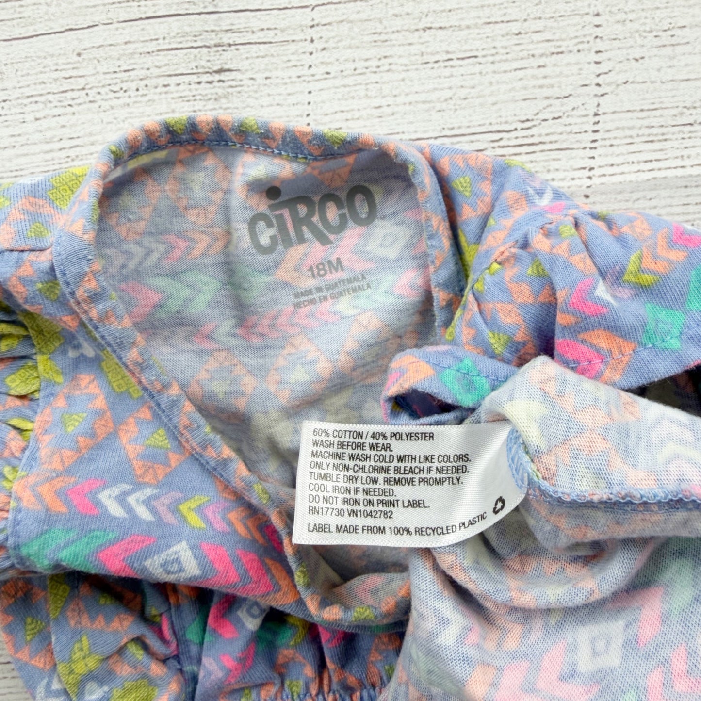 Circo Toddler Girl Dress Multicolor Tribal Print Ruffle Sleeve Knit Dress 12-18 Months