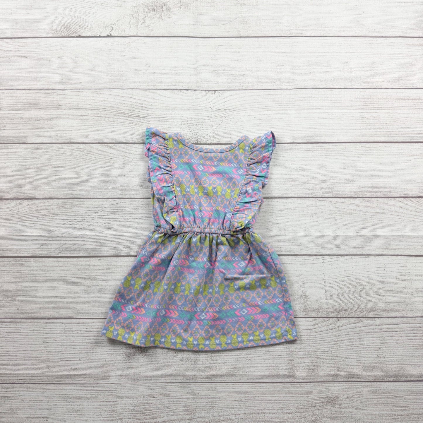 Circo Toddler Girl Dress Multicolor Tribal Print Ruffle Sleeve Knit Dress 12-18 Months