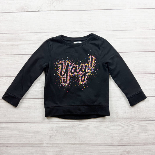Old Navy Girls Black Confetti Yay! Graphic Long Sleeve Crewneck Top 5T