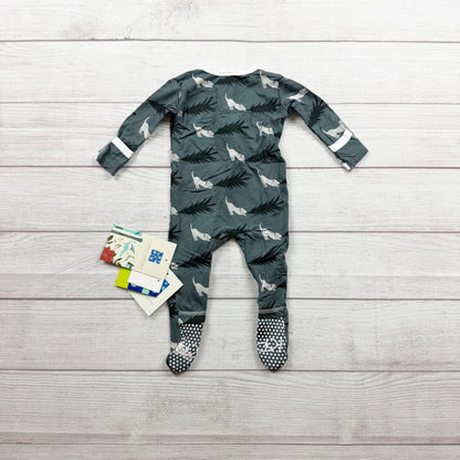 KicKee Pants Baby Footed Pajamas Dog Tree Print Holiday Bamboo NWT 3-6 Months